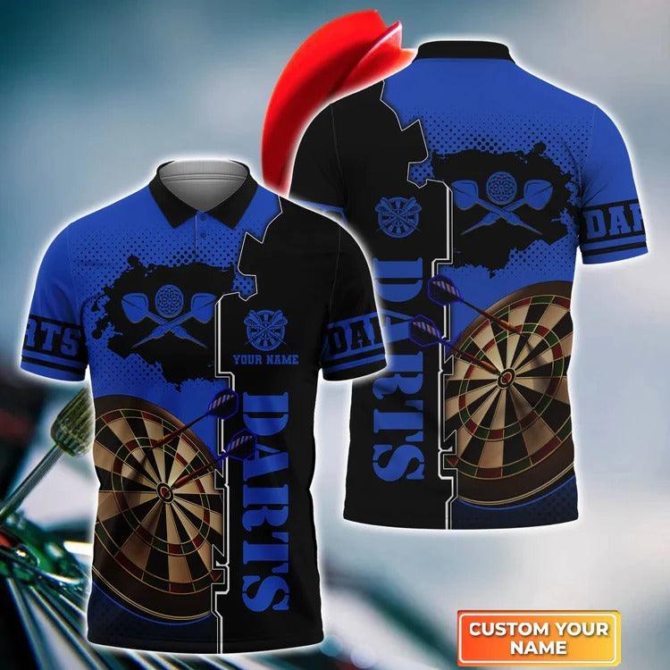 Customized Darts Polo Shirt, Blue Dartboard, Personalized Name Polo Shirt For Men - Perfect Gift For Darts Lovers, Darts Players