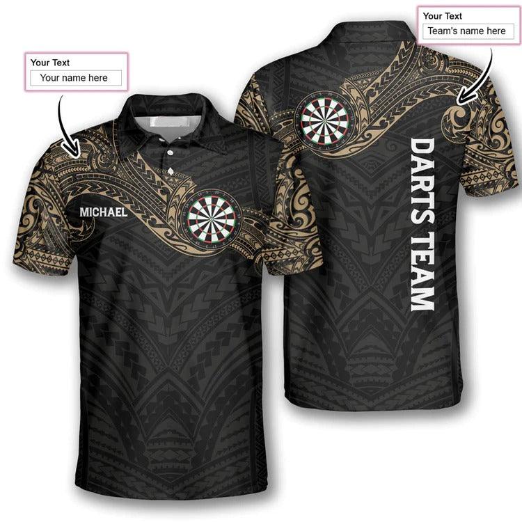 Customized Darts Polo Shirt, Classy Dark Tribal Tattoo Team Polo Shirt, Personalized Polo Shirt For Men - Perfect Gift For Darts Lovers, Darts Players