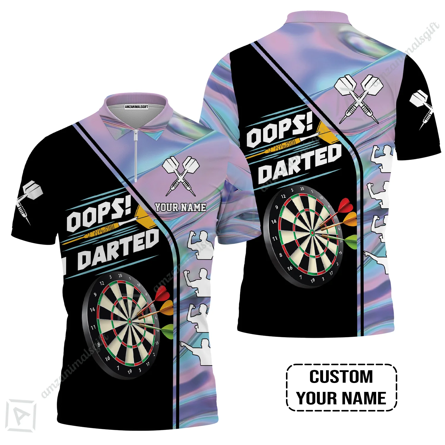 Customized Darts Polo Shirt, Dartboard, I Darted, Personalized Name Polo Shirt - Image 4