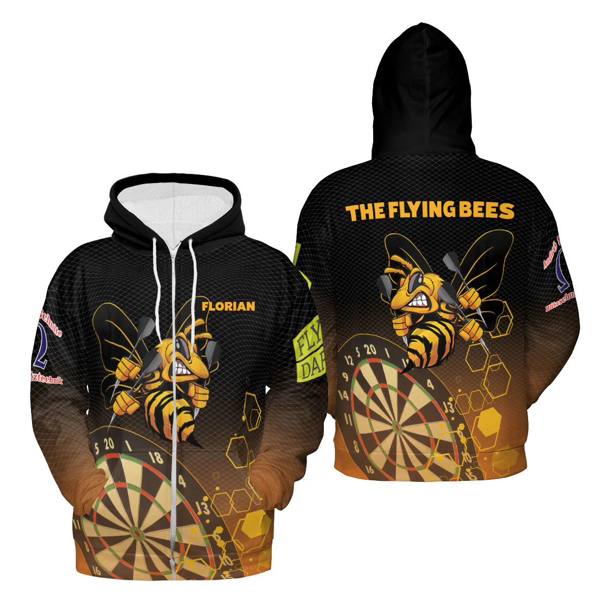 Customized Darts Polo Shirt, Darts And Bee Customized Polo Shirt, Perfect Outfits For Darts Players, Darts Team With Logo - Image 2
