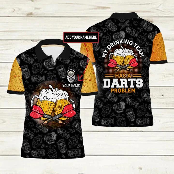 Customized Darts Polo Shirt, Darts And Beer My Drinking Team, Personalized Name Polo Shirt For Men - Perfect Gift For Darts Lovers, Darts Players