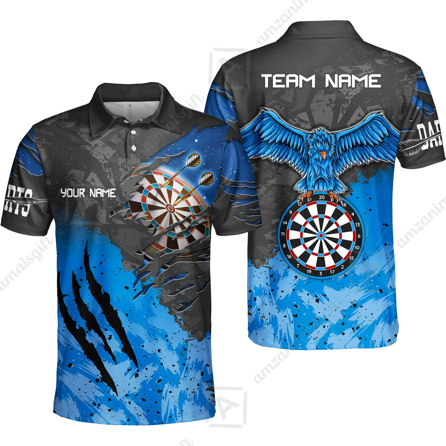 Customized Darts Polo Shirt, Darts Eagle Dartboard Multicolor Custom Dart Polo Shirt Jersey For Darts Player - Image 2