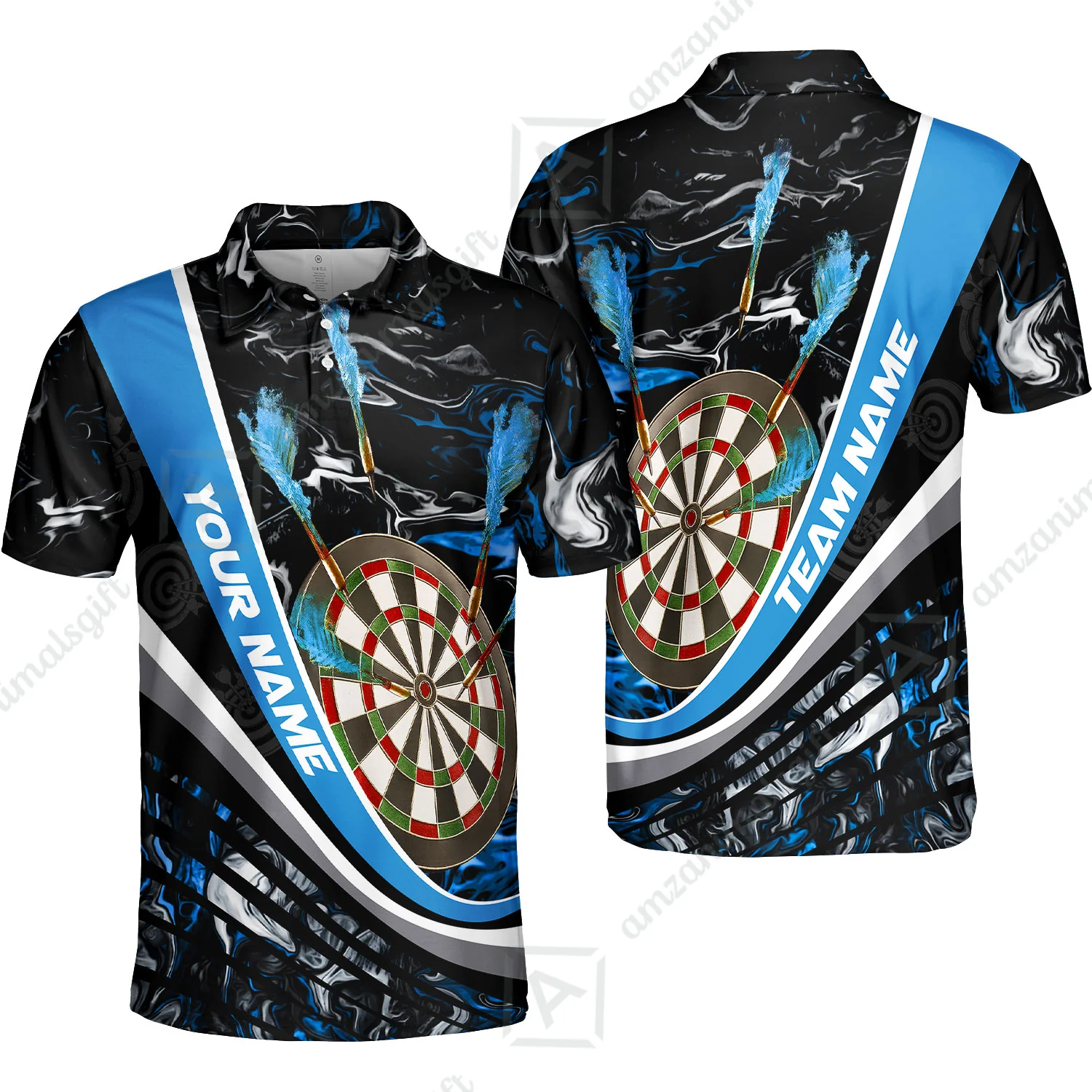 Customized Darts Polo Shirt, Darts Flaming Magma Multicolor Custom Darts Polo Shirt Team Jersey For Darts Player - Image 2
