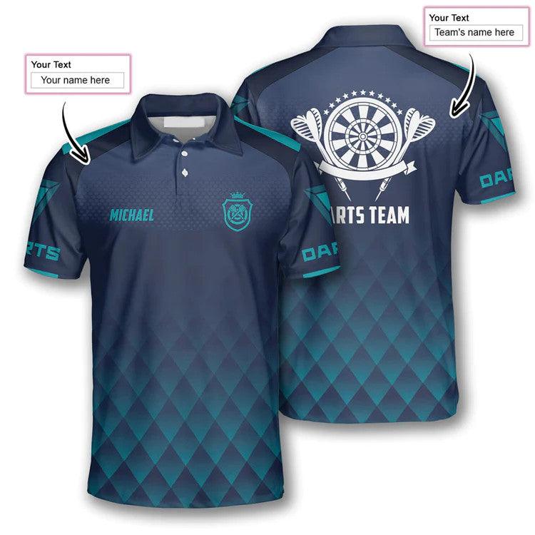 Customized Darts Polo Shirt, Darts Geometric Pattern Team Polo Shirt, Personalized Polo Shirt For Men - Perfect Gift For Darts Lovers, Darts Players
