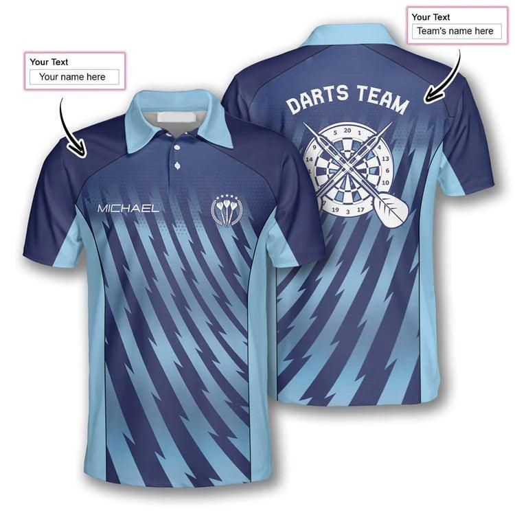 Customized Darts Polo Shirt, Darts Gradient Blue Team Polo Shirt, Personalized Name Polo Shirt For Men - Perfect Gift For Darts Lovers, Darts Players