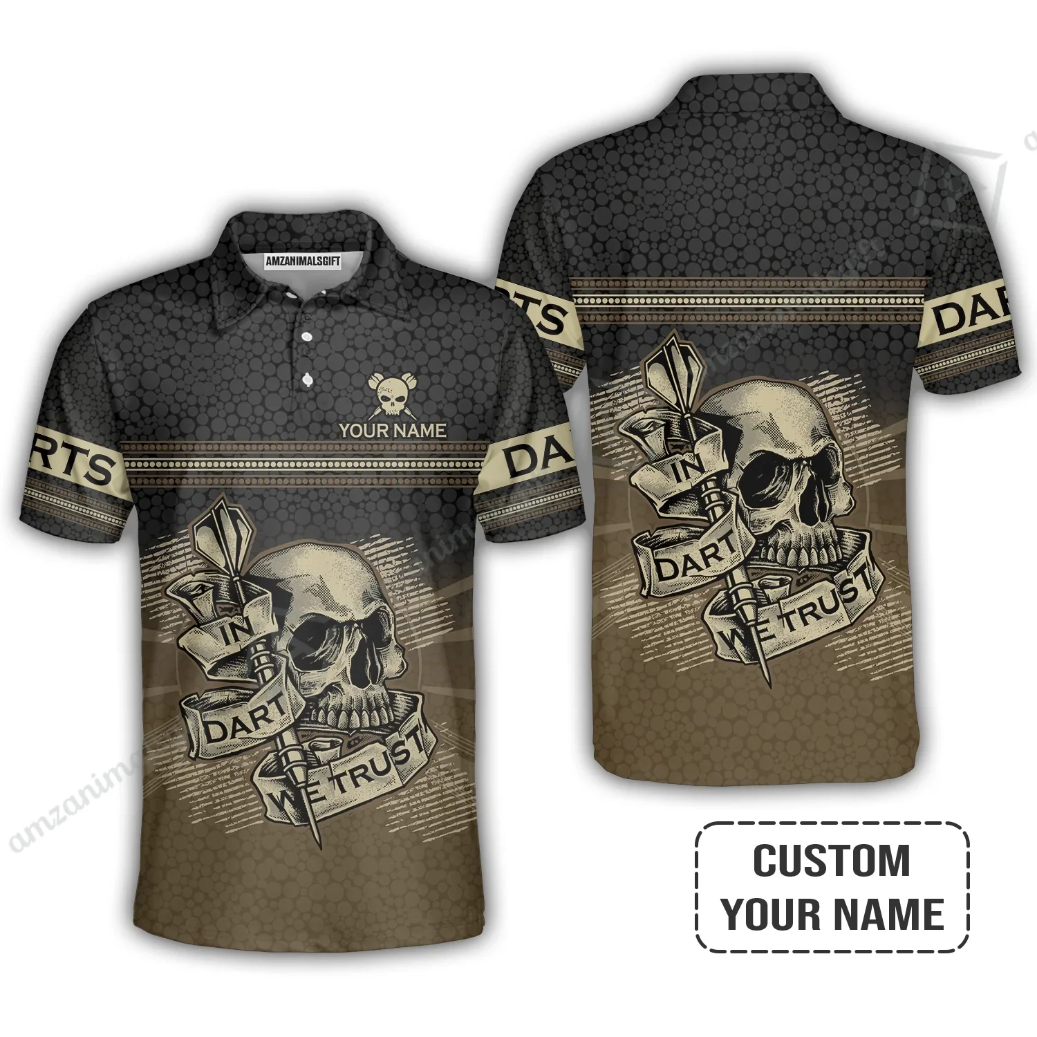 Customized Darts Polo Shirt, Darts Skull In Dart We Trust Polo Shirt For Men And Women, Perfect Outfit For Darts Lovers, Darts Players - Image 2