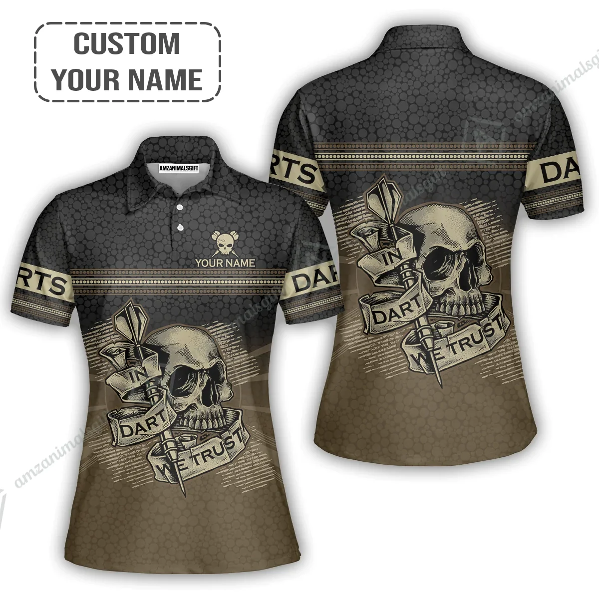 Customized Darts Polo Shirt, Darts Skull In Dart We Trust Polo Shirt For Men And Women, Perfect Outfit For Darts Lovers, Darts Players - Image 3