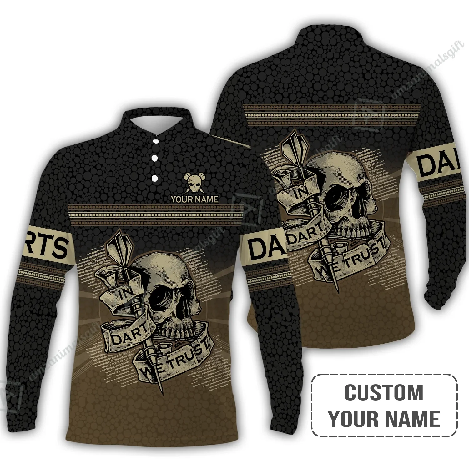 Customized Darts Polo Shirt, Darts Skull In Dart We Trust Polo Shirt For Men And Women, Perfect Outfit For Darts Lovers, Darts Players - Image 6