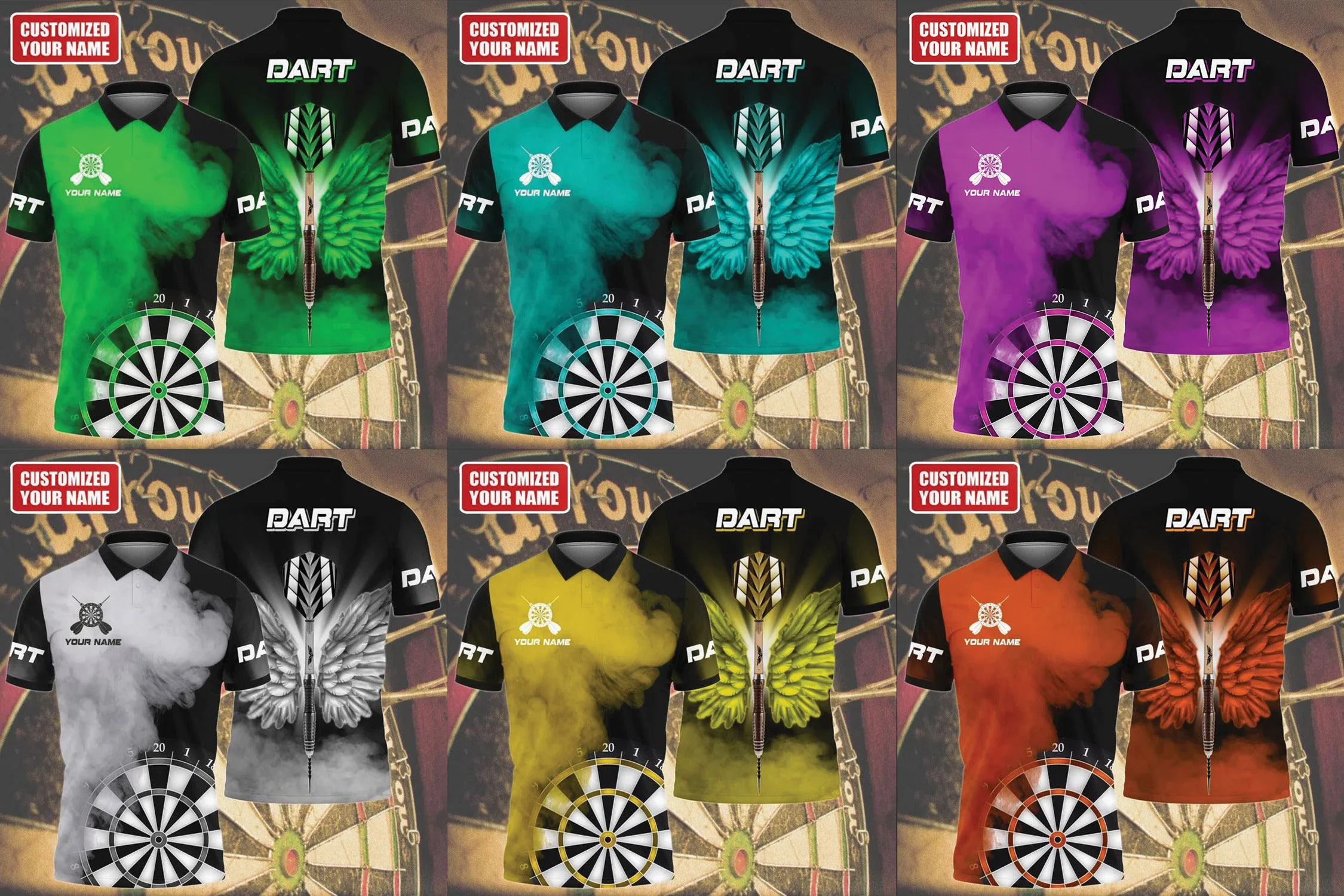 Customized Darts Polo Shirt, Darts Wings, Personalized Name Polo Shirt - Perfect Gift For Darts Lovers, Darts Players - Image 10