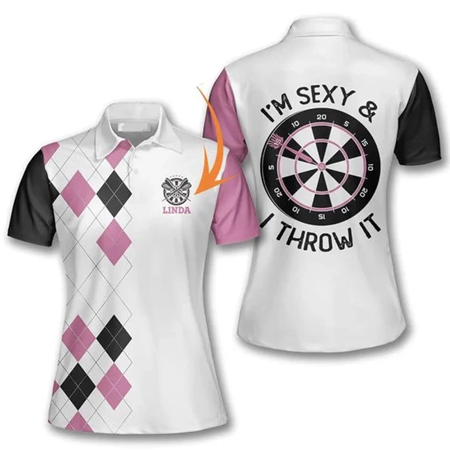 Customized Darts Polo Shirt, I’m Sexy and I Throw It, Personalized Name Polo Shirt For Women - Perfect Gift For Darts Lovers, Darts Players - Image 2