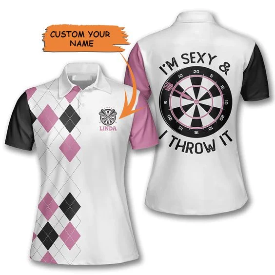 Customized Darts Polo Shirt, I’m Sexy and I Throw It, Personalized Name Polo Shirt For Women - Perfect Gift For Darts Lovers, Darts Players - Image 3
