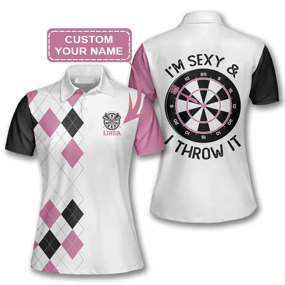 Customized Darts Polo Shirt, I’m Sexy and I Throw It, Personalized Name Polo Shirt For Women - Perfect Gift For Darts Lovers, Darts Players - Image 4