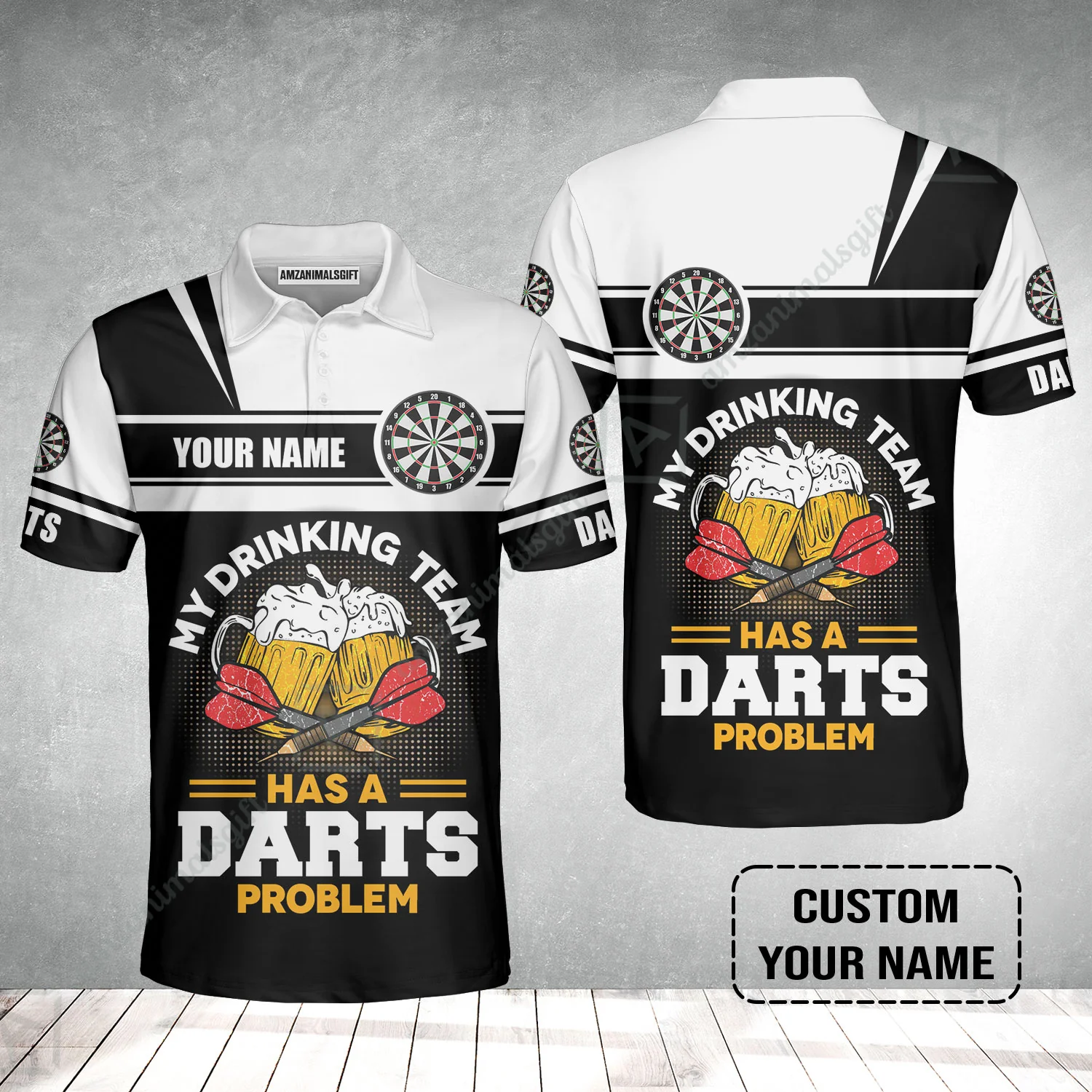 Customized Darts Polo Shirt, Personalized My Drinking Team Beer Darts Polo Shirt - Image 2