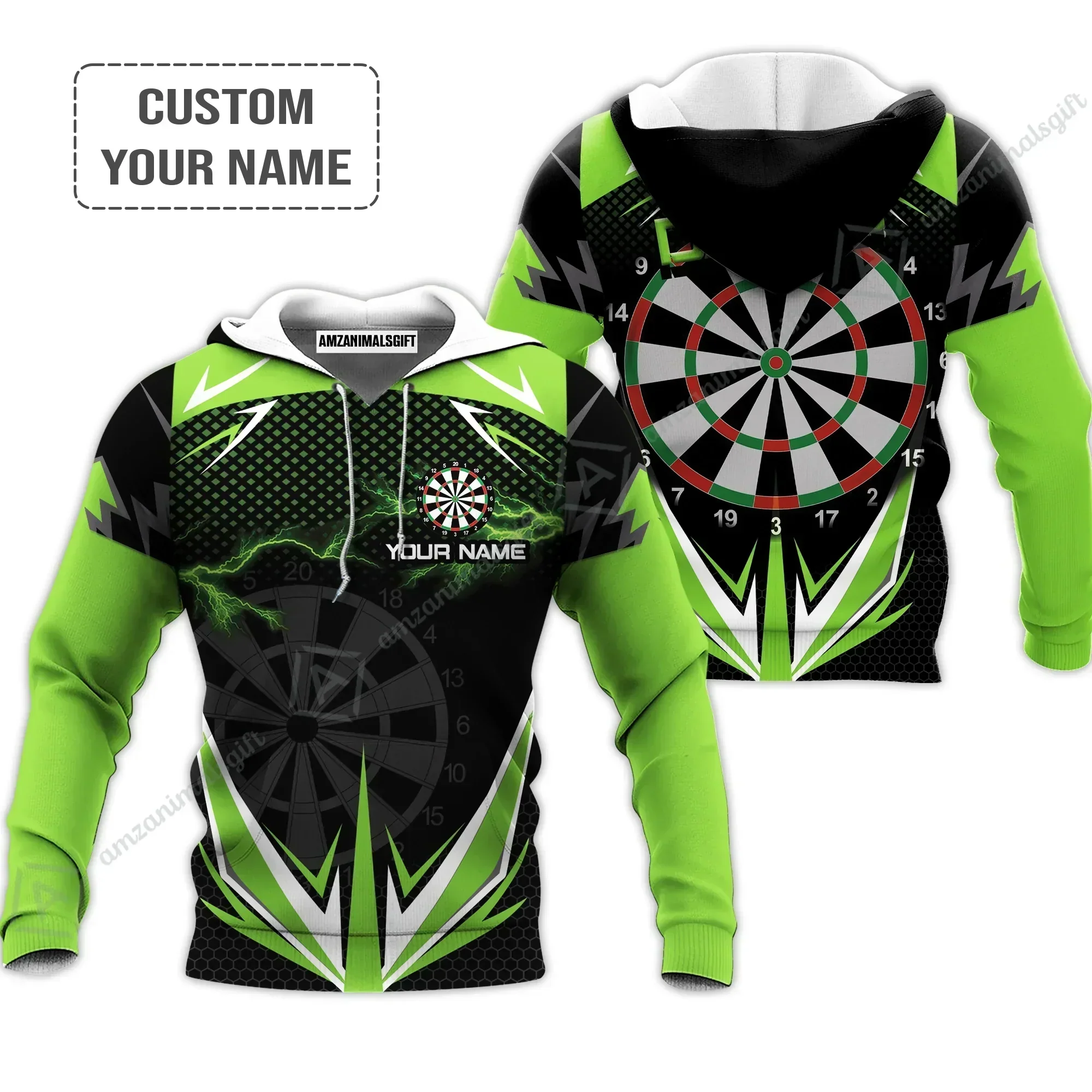 Customized Darts Polo Shirt, Personalized Name Green Lightning Darts Polo Shirt, Outfits For Darts Lovers, Darts Players - Image 7