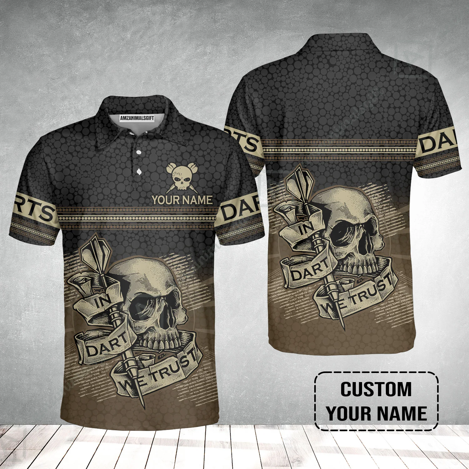 Customized Darts Polo Shirt, Personalized Skull In Darts We Trust Darts Polo Shirt - Image 2