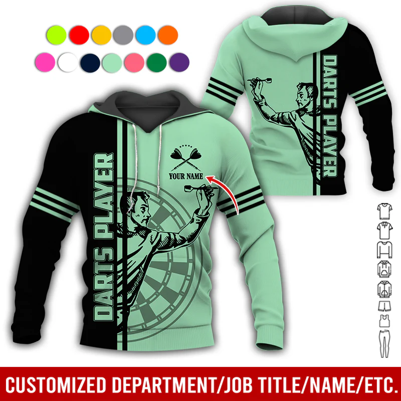 Customized Darts Premium Hoodie, Men Playing Darts Pattern Hoodie For Men & Women, Perfect Gift For Darts Lovers, Friend, Family - Image 5