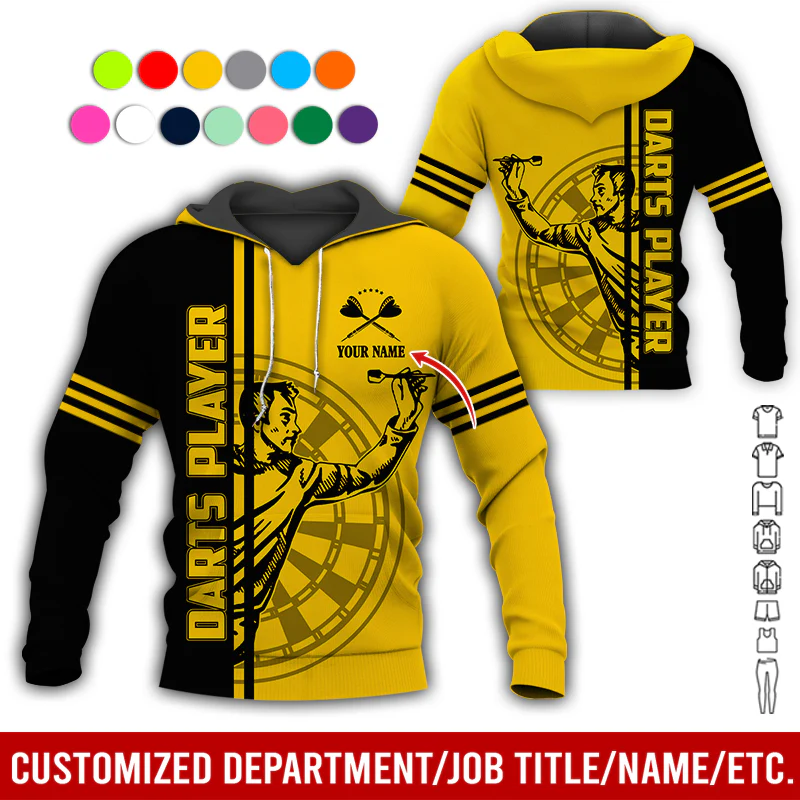 Customized Darts Premium Hoodie, Men Playing Darts Pattern Hoodie For Men & Women, Perfect Gift For Darts Lovers, Friend, Family - Image 6