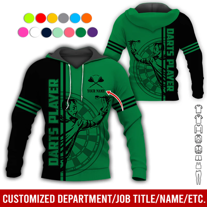 Customized Darts Premium Hoodie, Men Playing Darts Pattern Hoodie For Men & Women, Perfect Gift For Darts Lovers, Friend, Family - Image 7