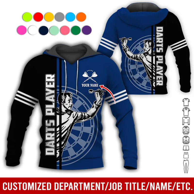 Customized Darts Premium Hoodie, Men Playing Darts Pattern Hoodie For Men & Women, Perfect Gift For Darts Lovers, Friend, Family - Image 9