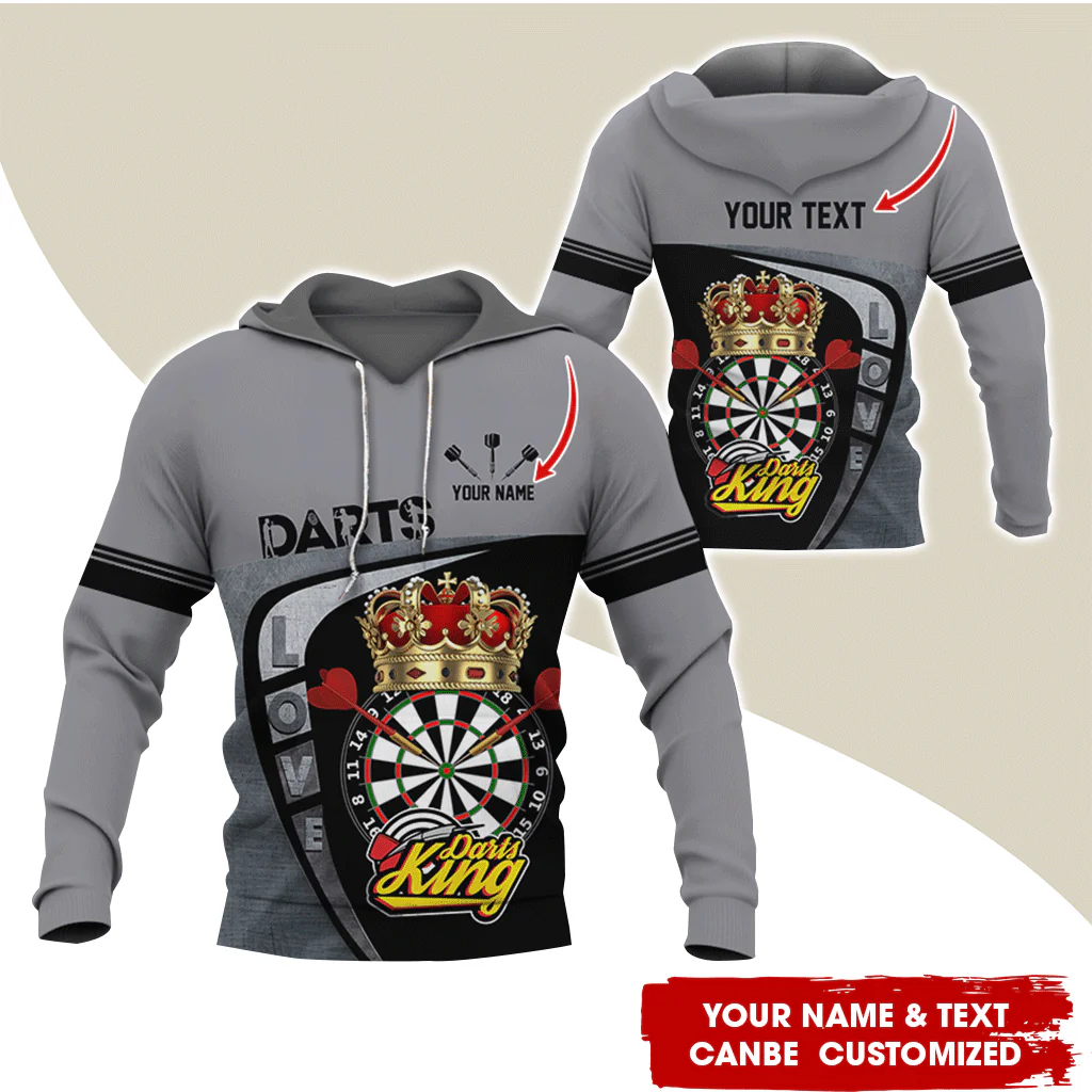 Customized Darts Premium Hoodie, Personalized Name & Text Darts Hoodie, Darts King Hoodie, Perfect Gift For Darts Lovers, Friend, Family - Image 2