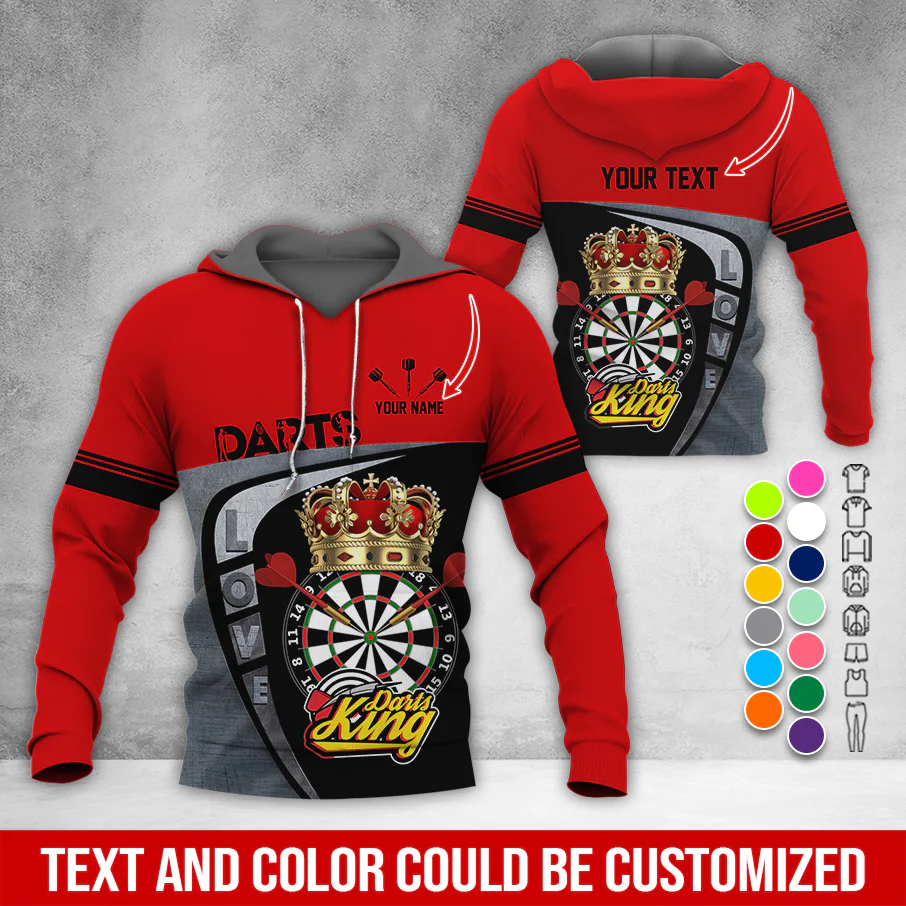Customized Darts Premium Hoodie, Personalized Name & Text Darts Hoodie, Darts King Hoodie, Perfect Gift For Darts Lovers, Friend, Family - Image 3