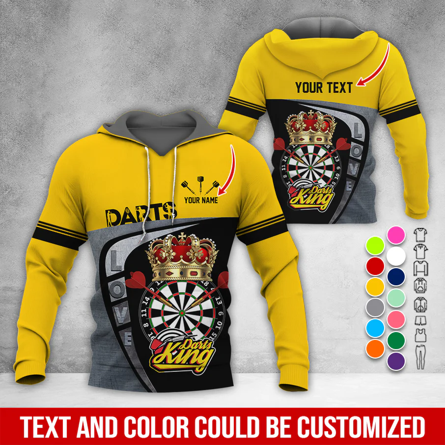 Customized Darts Premium Hoodie, Personalized Name & Text Darts Hoodie, Darts King Hoodie, Perfect Gift For Darts Lovers, Friend, Family - Image 5