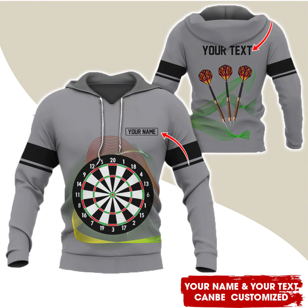 Customized Darts Premium Hoodie, Personalized Name & Text Hoodie, Black Line Pattern Hoodie For Men & Women, Perfect Gift For Darts Lovers, Friend, Family - Image 2
