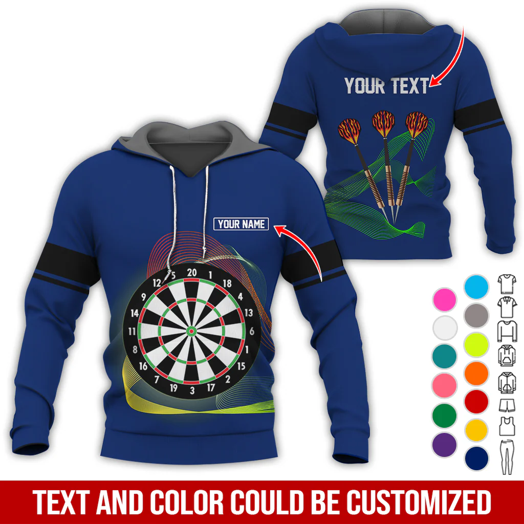 Customized Darts Premium Hoodie, Personalized Name & Text Hoodie, Black Line Pattern Hoodie For Men & Women, Perfect Gift For Darts Lovers, Friend, Family - Image 8