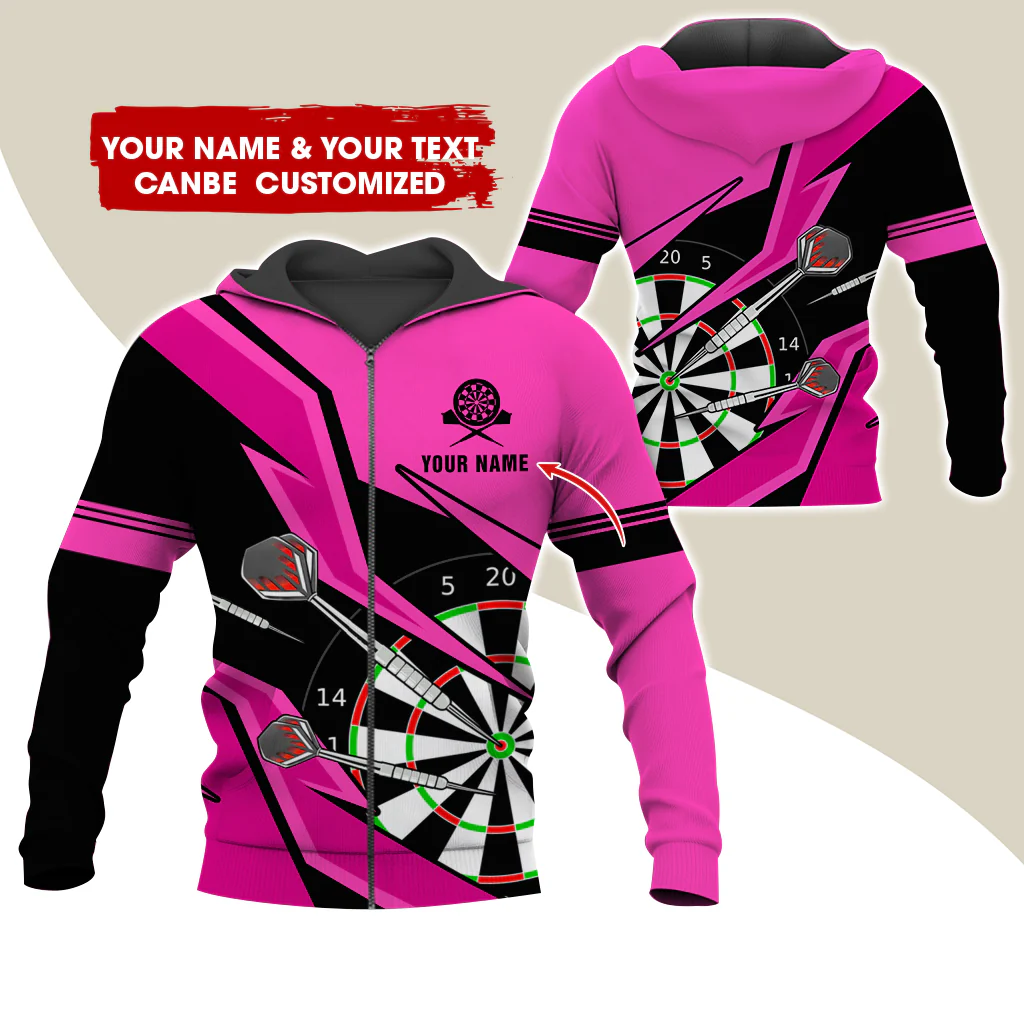 Customized Darts Premium Zip Hoodie, Personalized Name & Text Darts Team Zip Hoodie For Men & Women - Gift For Darts Lovers, Darts Players - Image 6