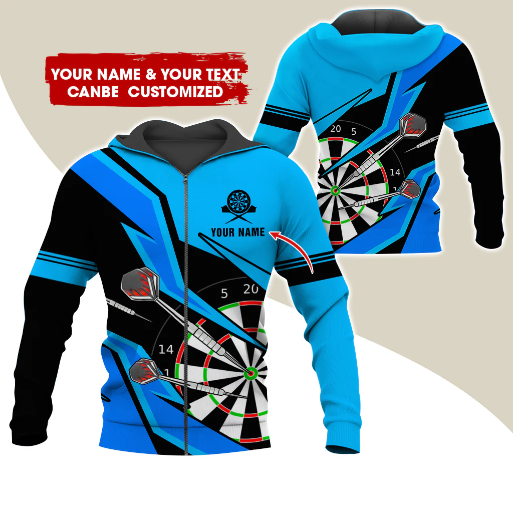 Customized Darts Premium Zip Hoodie, Personalized Name & Text Darts Team Zip Hoodie For Men & Women - Gift For Darts Lovers, Darts Players - Image 8
