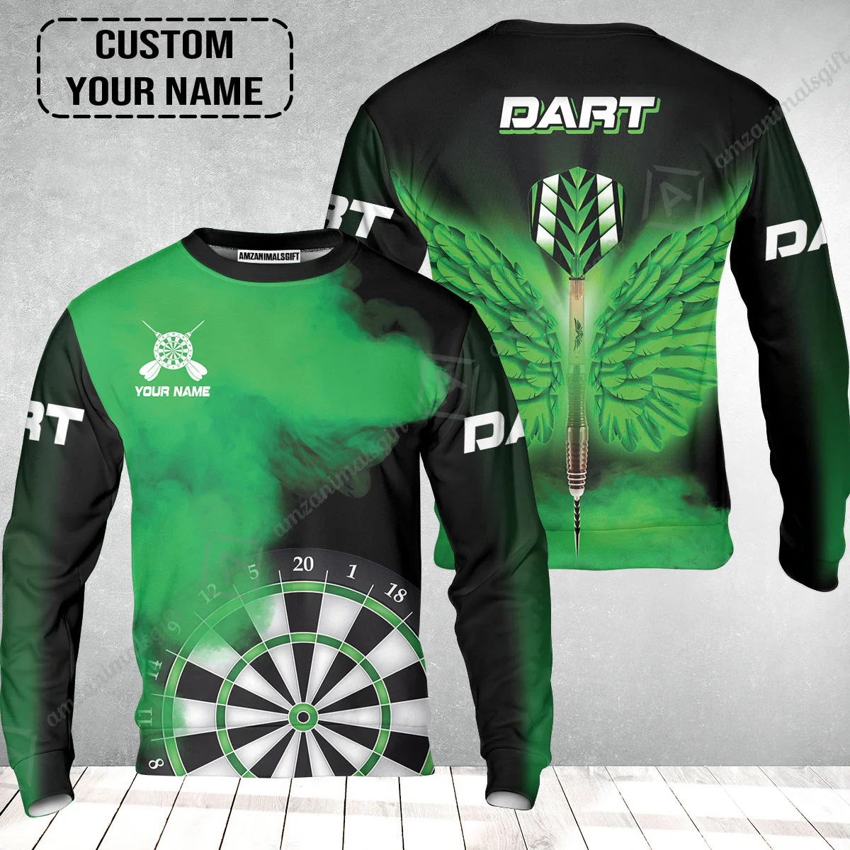 Customized Darts Sweatshirt, Darts Wings, Personalized Name Sweatshirt - Perfect Gift For Darts Lovers, Darts Players - Image 2