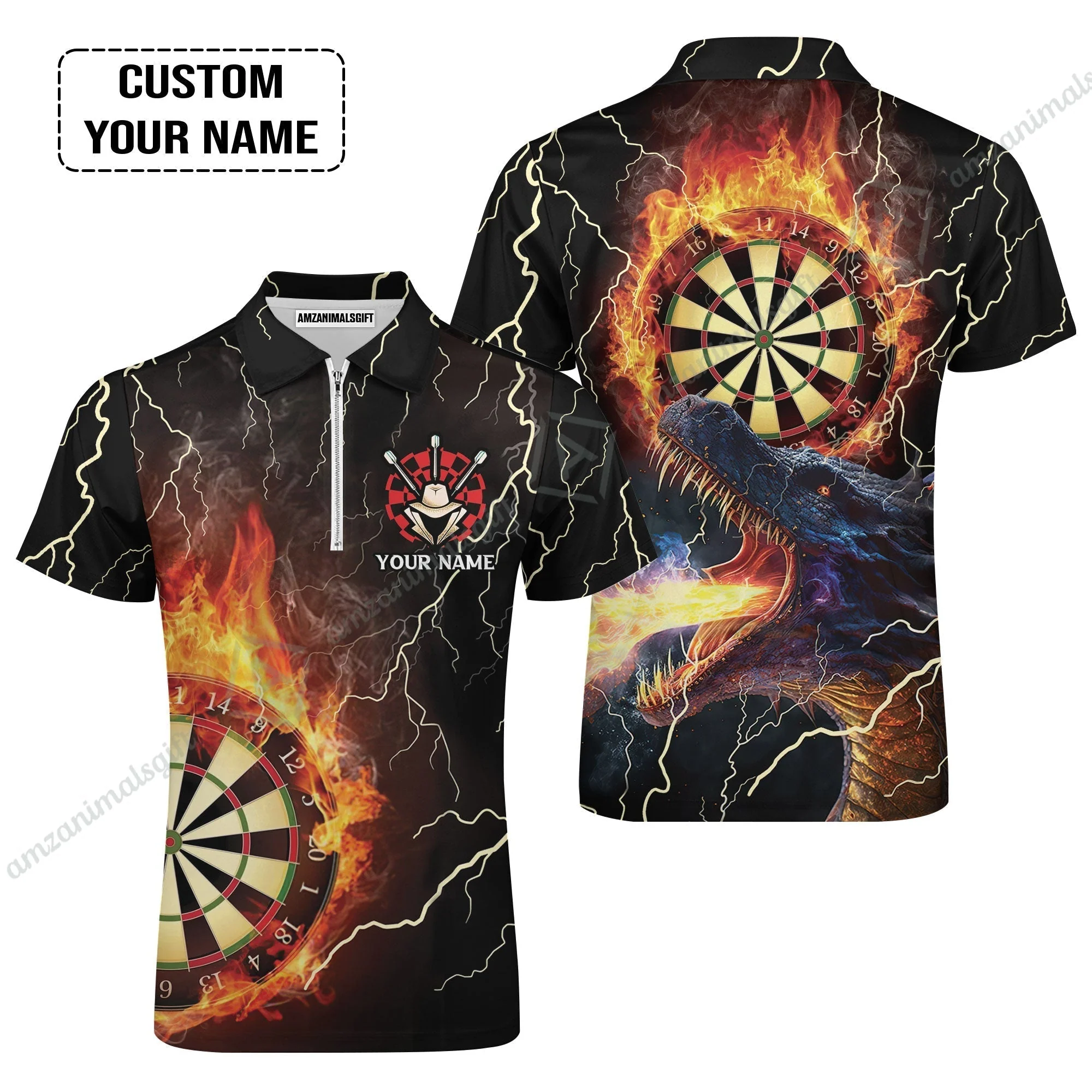 Customized Darts Sweatshirt, Flame Dartboard, Personalized Name Dragon And Darts Sweatshirt - Perfect Gift For Darts Lovers - Image 4
