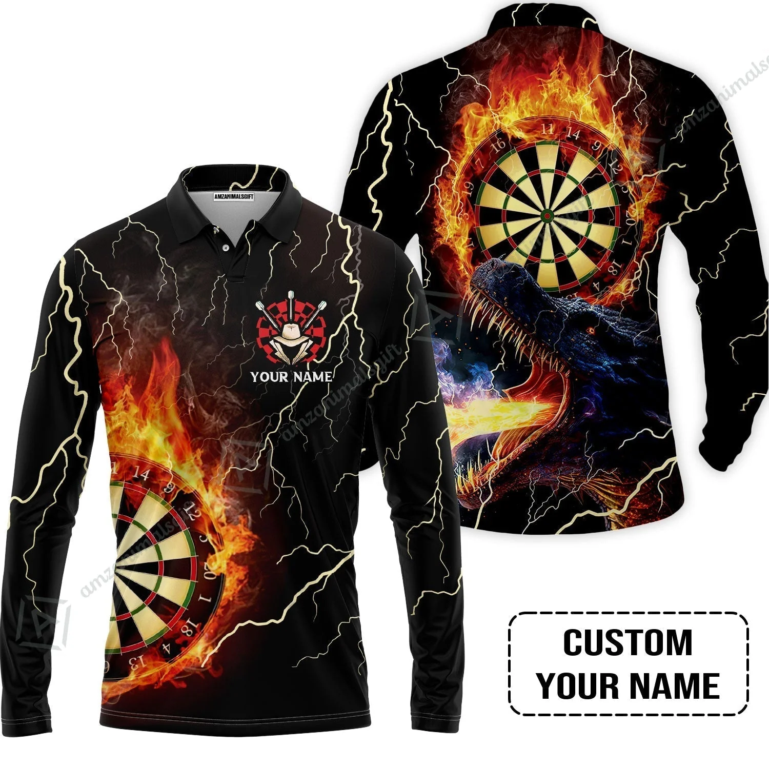 Customized Darts Sweatshirt, Flame Dartboard, Personalized Name Dragon And Darts Sweatshirt - Perfect Gift For Darts Lovers - Image 5