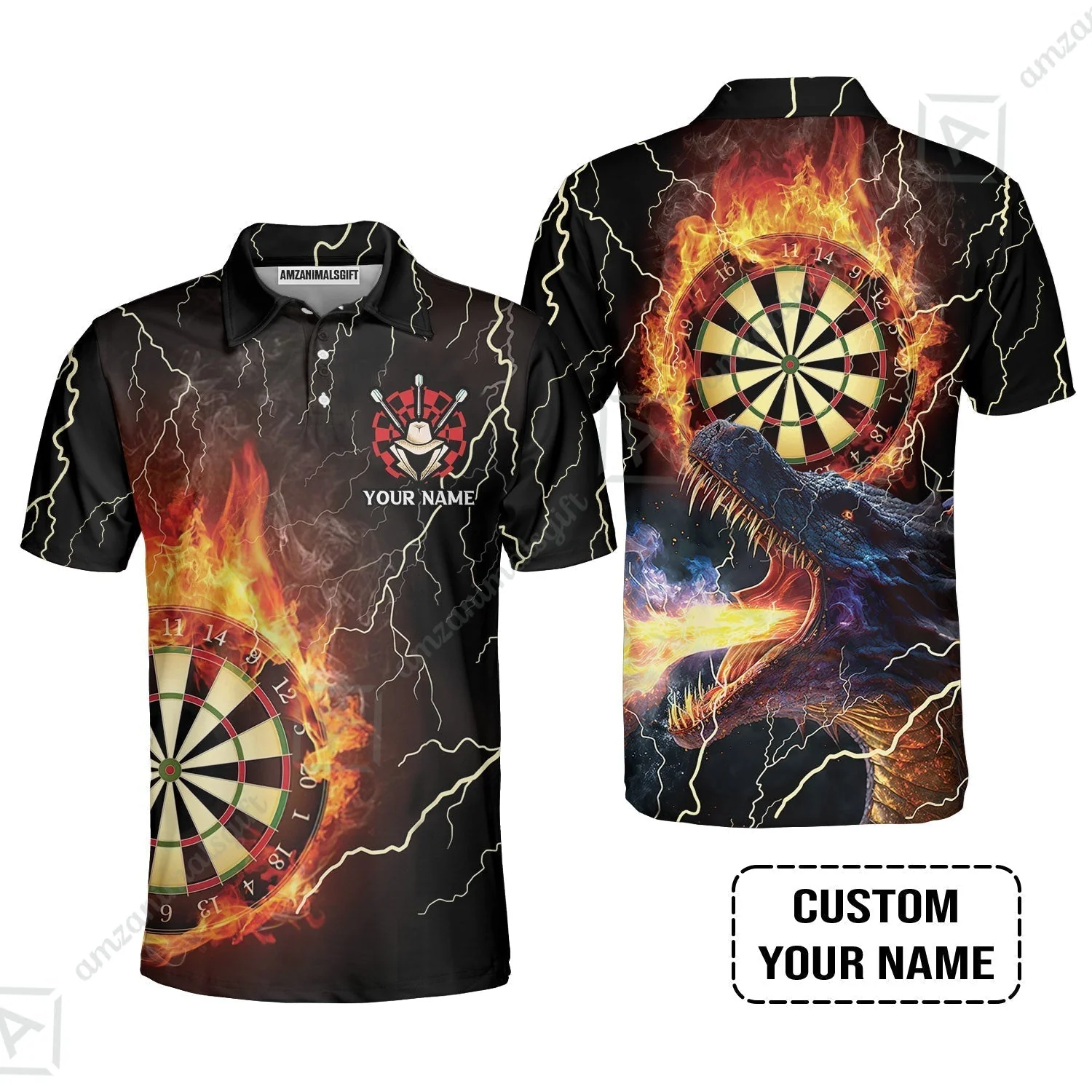 Customized Darts Sweatshirt, Flame Dartboard, Personalized Name Dragon And Darts Sweatshirt - Perfect Gift For Darts Lovers - Image 6