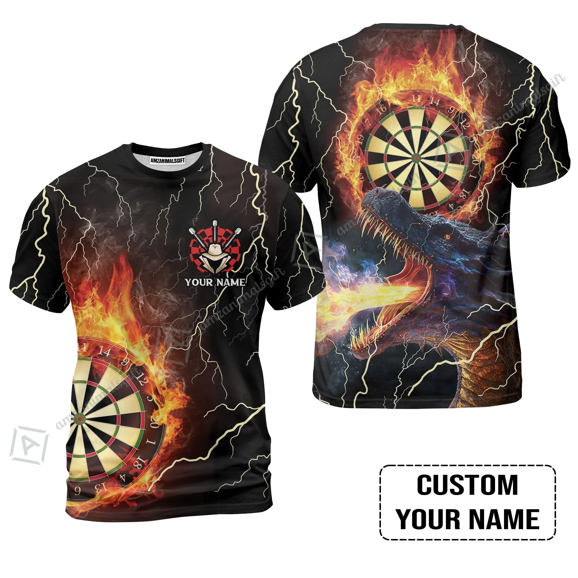 Customized Darts Sweatshirt, Flame Dartboard, Personalized Name Dragon And Darts Sweatshirt - Perfect Gift For Darts Lovers - Image 8