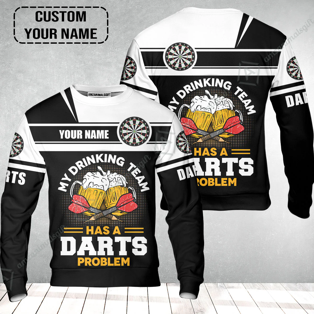 Customized Darts Sweatshirt, Personalized My Drinking Team Beer Darts Sweatshirt - Image 2