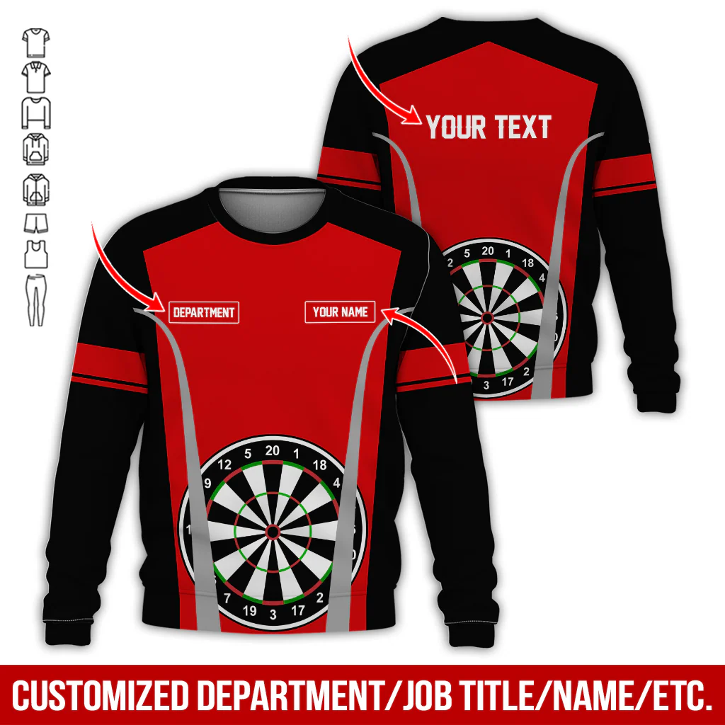 Customized Darts Sweatshirt, Personalized Name, Text & Department Sweatshirt, Play Darts Pattern Sweatshirt, Perfect Gift For Darts Lovers, Friend, Family - Image 4