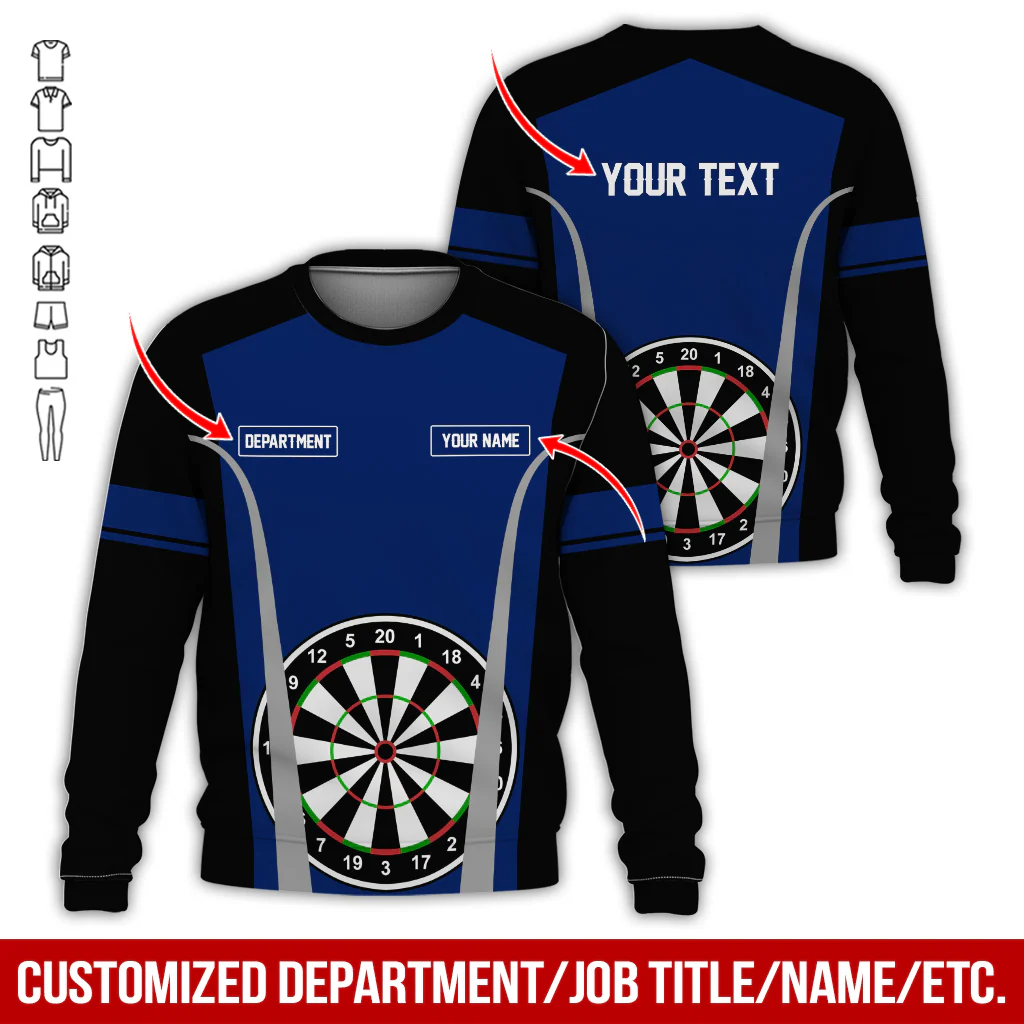 Customized Darts Sweatshirt, Personalized Name, Text & Department Sweatshirt, Play Darts Pattern Sweatshirt, Perfect Gift For Darts Lovers, Friend, Family - Image 9