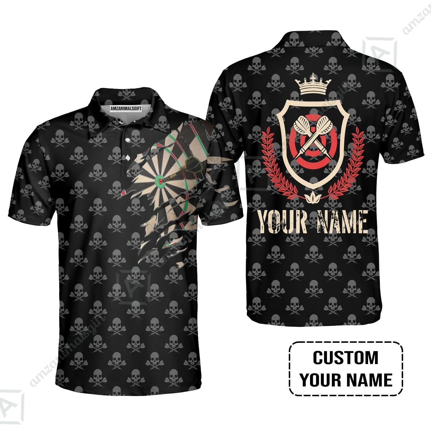 Customized Darts Sweatshirt, Skull King Darts Personalized Name Sweatshirt - Perfect Gift For Darts Lovers, Darts Players - Image 6