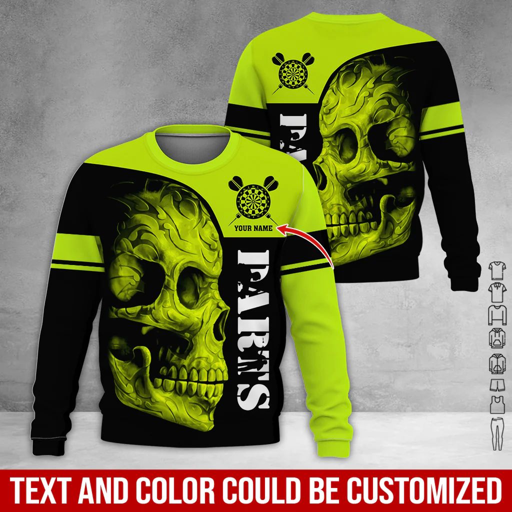 Customized Darts Sweatshirt, Skull Pattern Sweatshirt For Men & Women, Perfect Gift For Darts Lovers, Friend, Family - Image 3