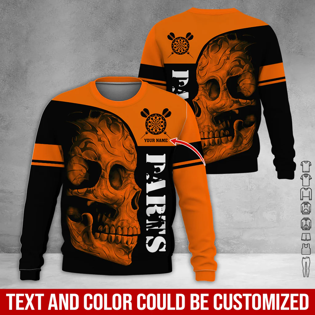 Customized Darts Sweatshirt, Skull Pattern Sweatshirt For Men & Women, Perfect Gift For Darts Lovers, Friend, Family - Image 4
