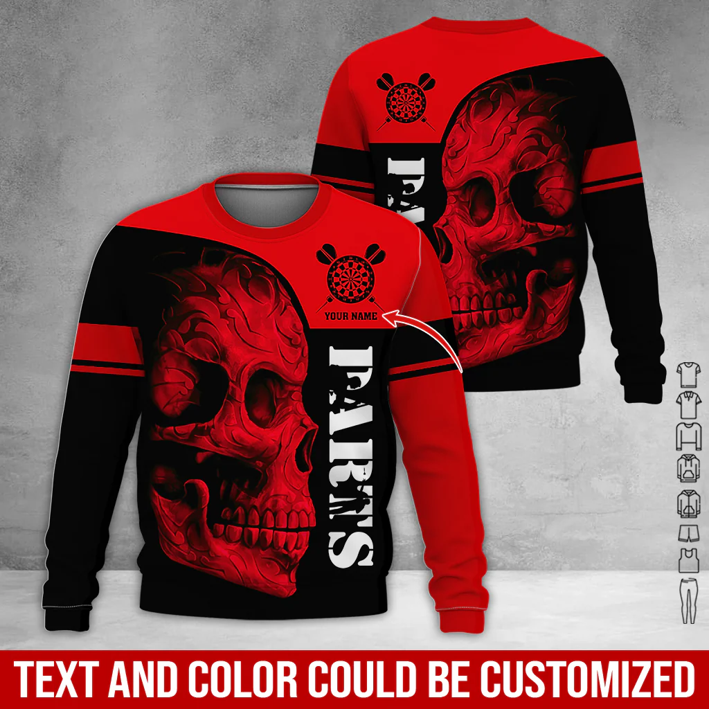 Customized Darts Sweatshirt, Skull Pattern Sweatshirt For Men & Women, Perfect Gift For Darts Lovers, Friend, Family - Image 5