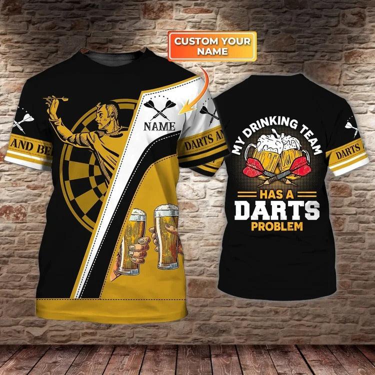 Customized Darts T Shirt, Darts And Beer, Personalized Name T Shirt For Men  - Perfect Gift For Darts Lovers, Darts Players - Image 2