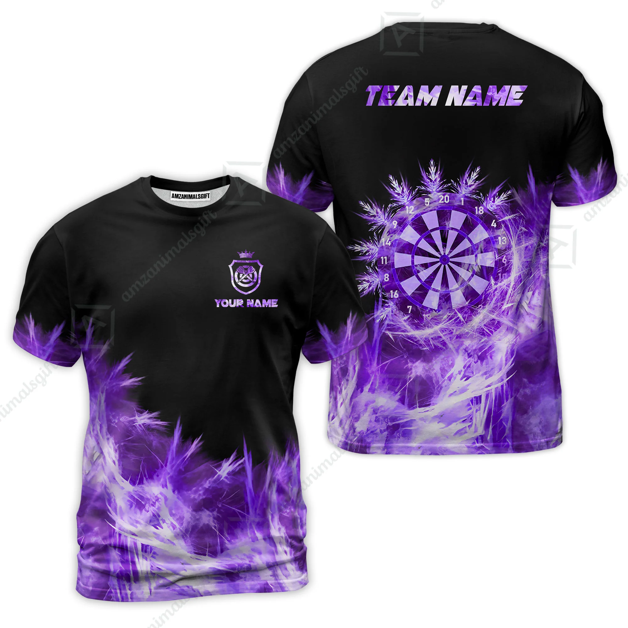 Customized Darts T-Shirt, Darts Icy Light Black And Multi Color Team T-Shirt Jersey For Darts Player - Image 3