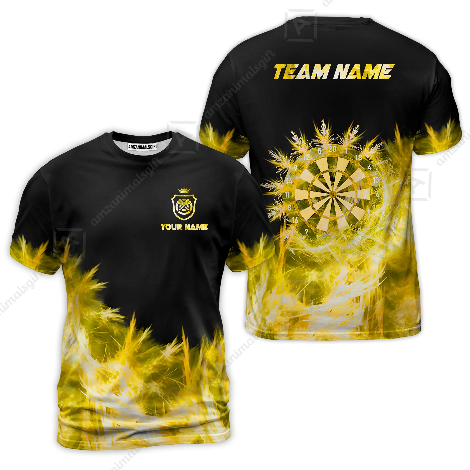 Customized Darts T-Shirt, Darts Icy Light Black And Multi Color Team T-Shirt Jersey For Darts Player - Image 4