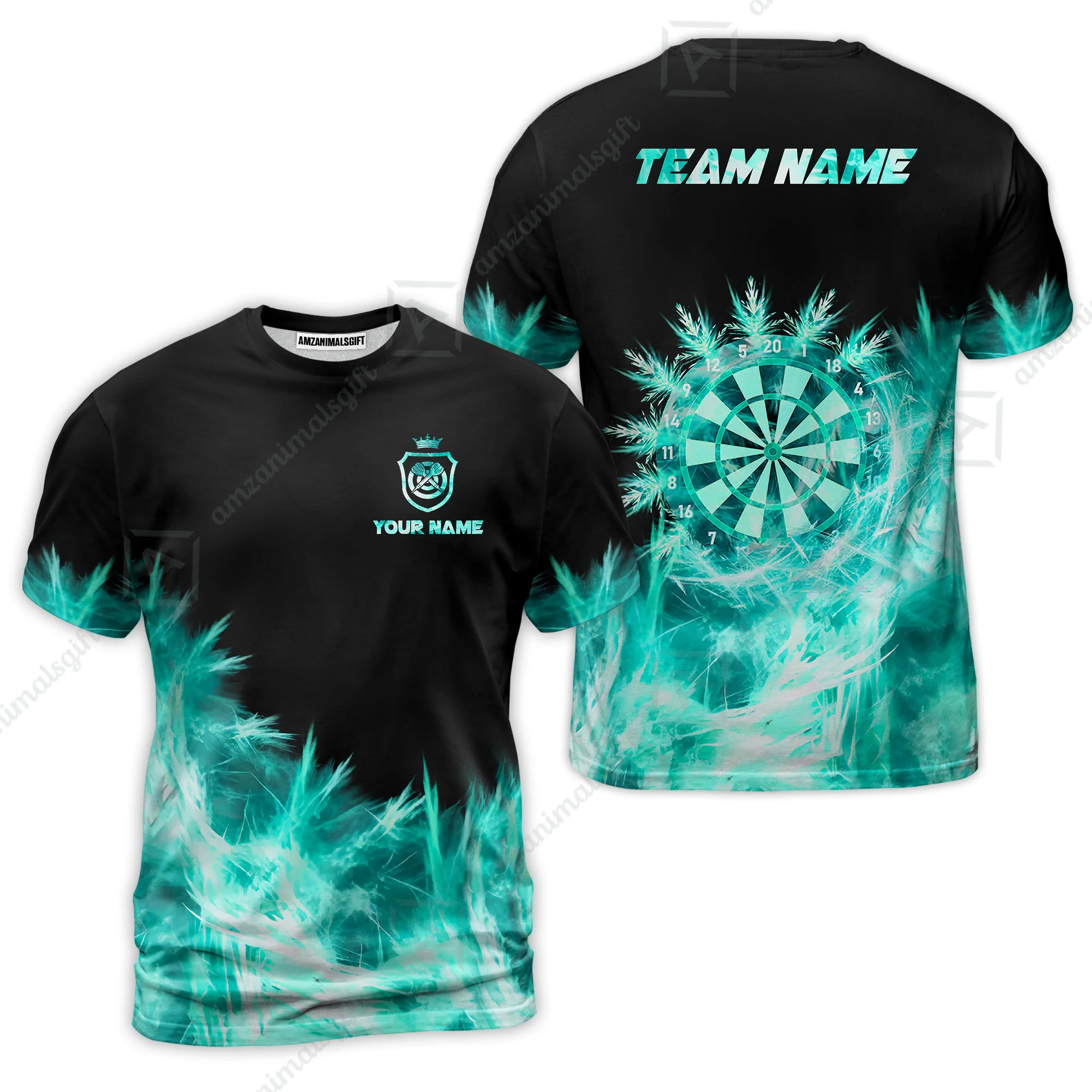 Customized Darts T-Shirt, Darts Icy Light Black And Multi Color Team T-Shirt Jersey For Darts Player - Image 5