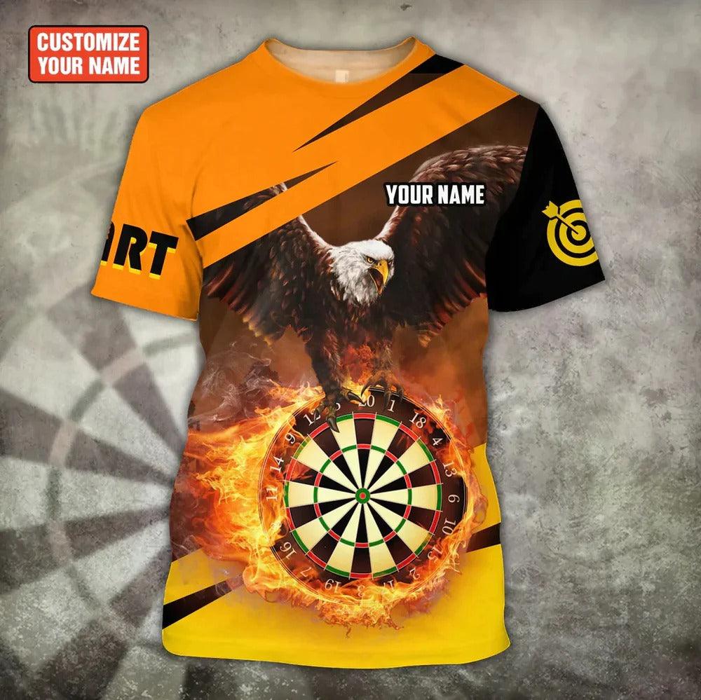 Customized Darts T Shirt, Eagle Flying On Fire, Personalized Name  Eagle And Darts T Shirt For Men - Perfect Gift For Darts Lovers, Darts Players