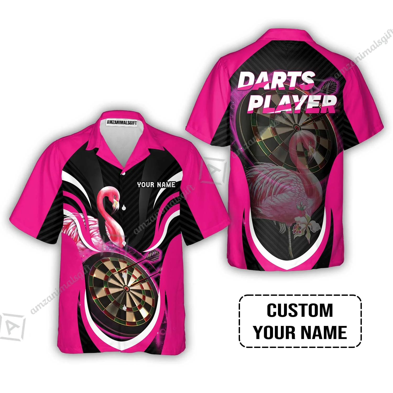 Customized Darts T-Shirt, Flamingo Darts Shirt, Personalized Name Darts T-Shirt - Image 3