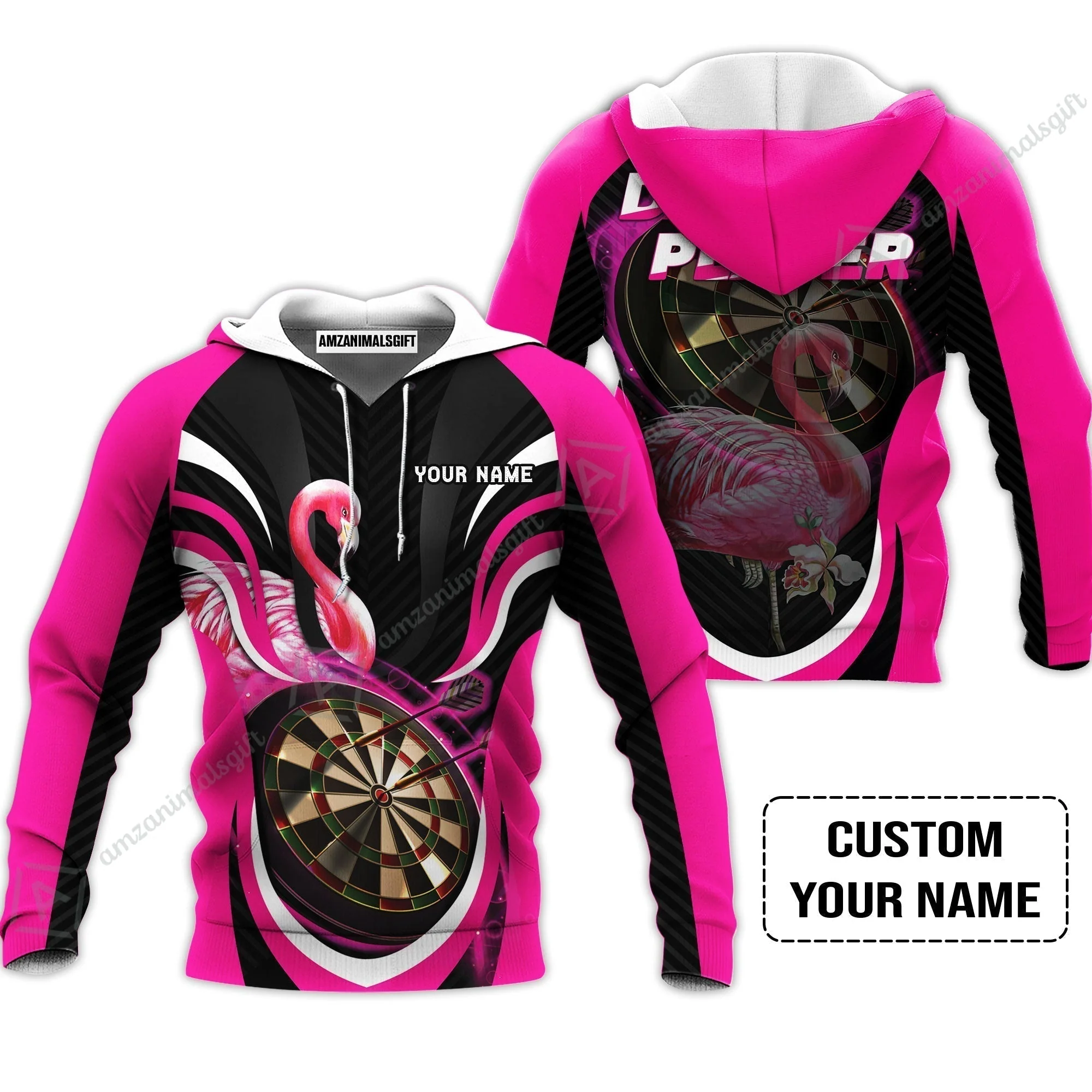 Customized Darts T-Shirt, Flamingo Darts Shirt, Personalized Name Darts T-Shirt - Image 5