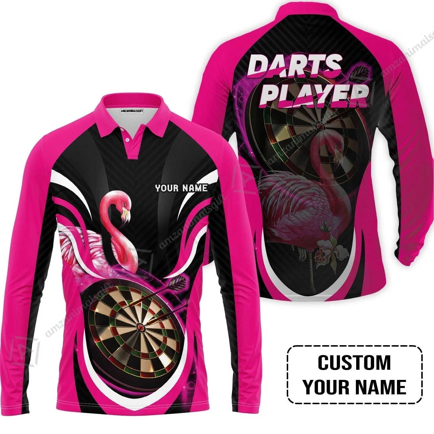 Customized Darts T-Shirt, Flamingo Darts Shirt, Personalized Name Darts T-Shirt - Image 7